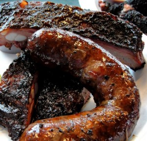 Great looking ribs and sausage...can you smell the goodness?